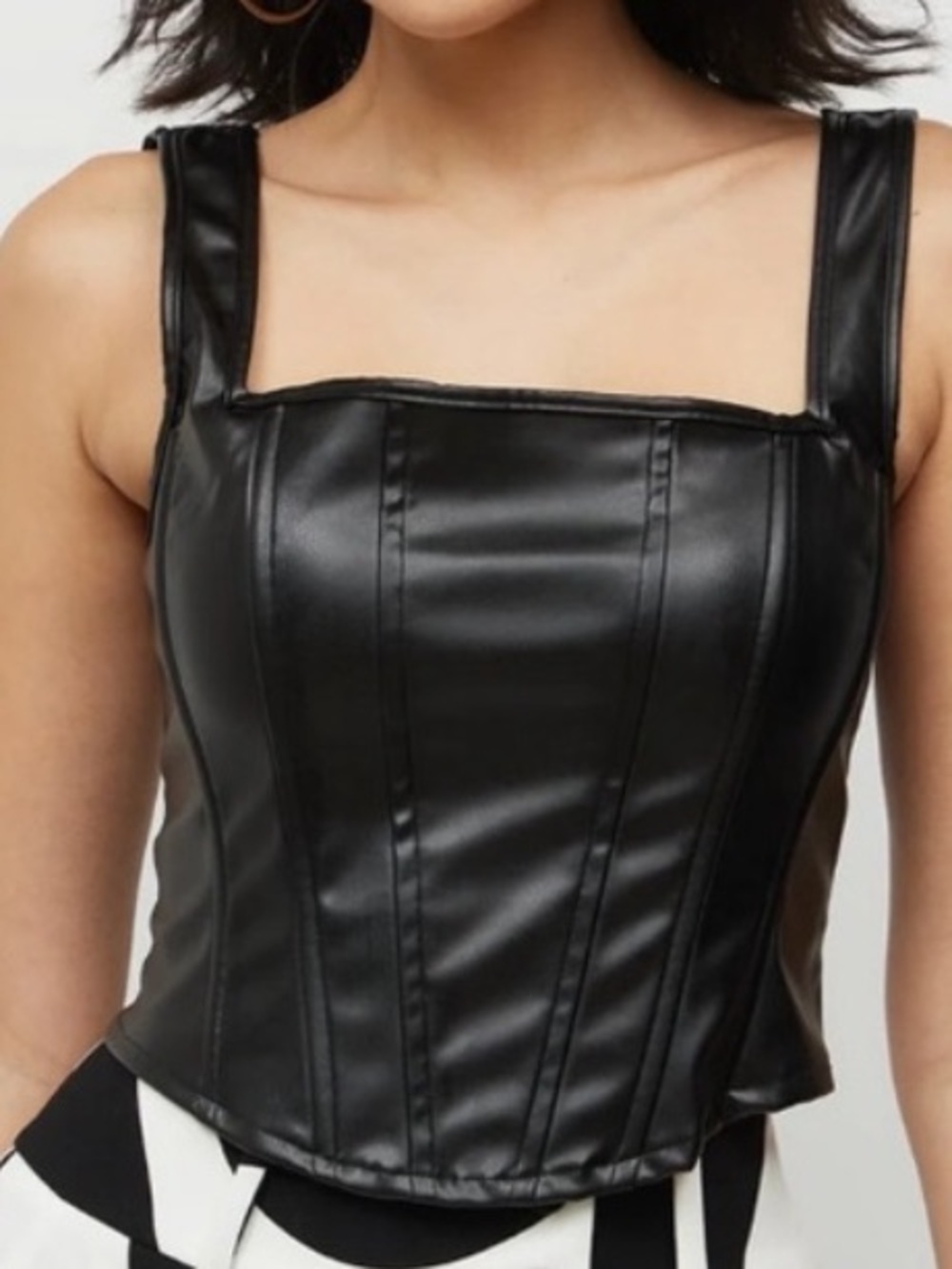 NY&Co Faux Leather Corset Top NWT XL - Structured Bustier Black